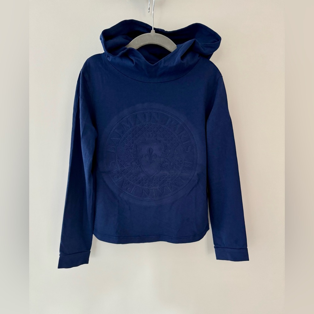 Kids Balmain Deep Blue Long Sleeve Tee